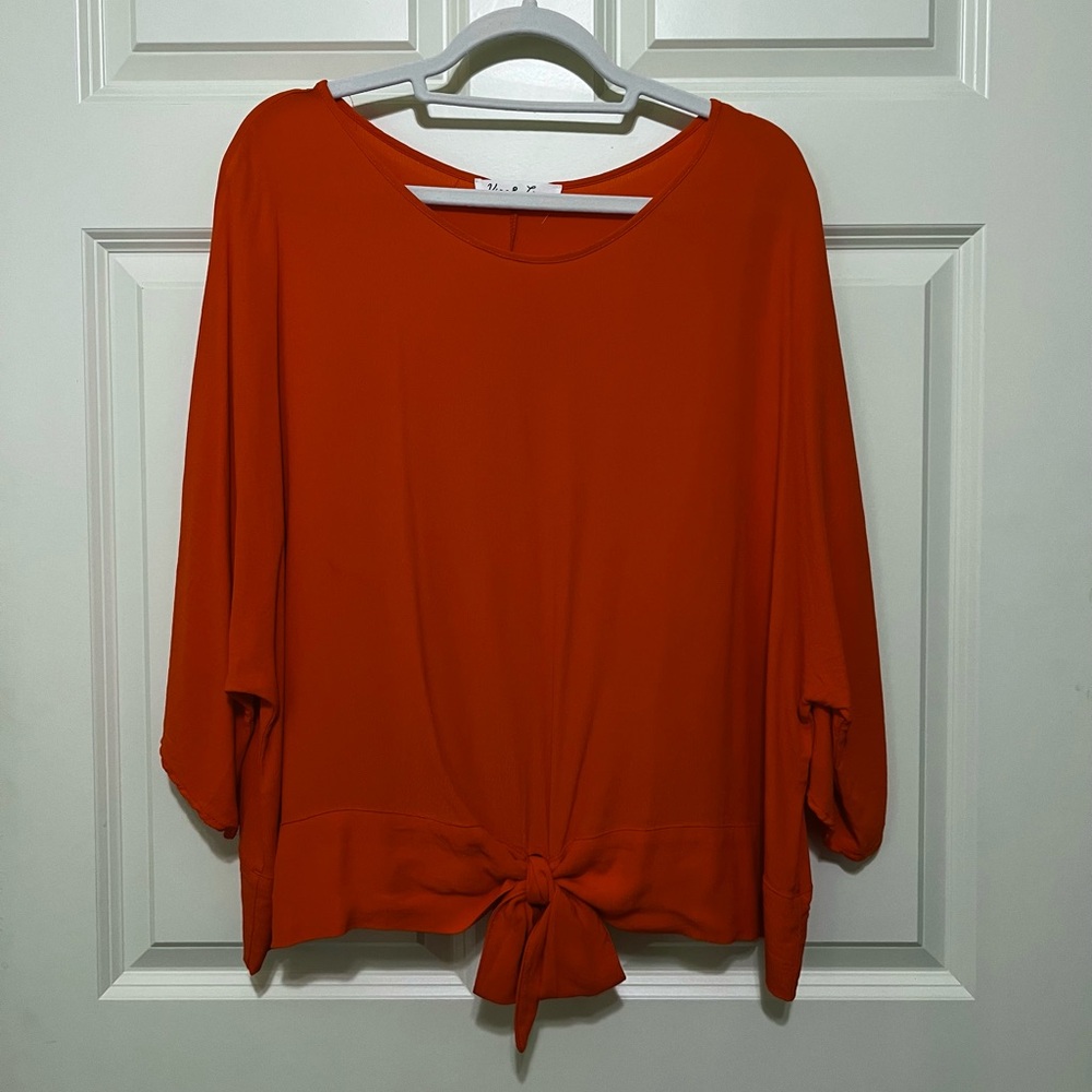 Women's Orange Tie-Front Top